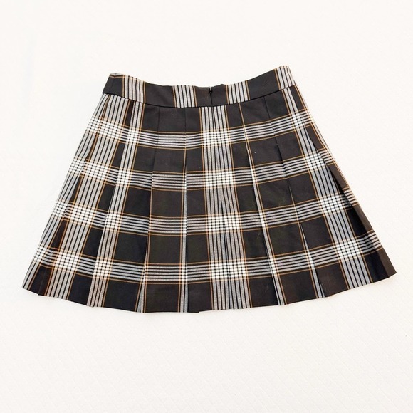 Sunday Best Micro Plaid Pleated Skirt Black and Brown Size 6 - Picture 1 of 4
